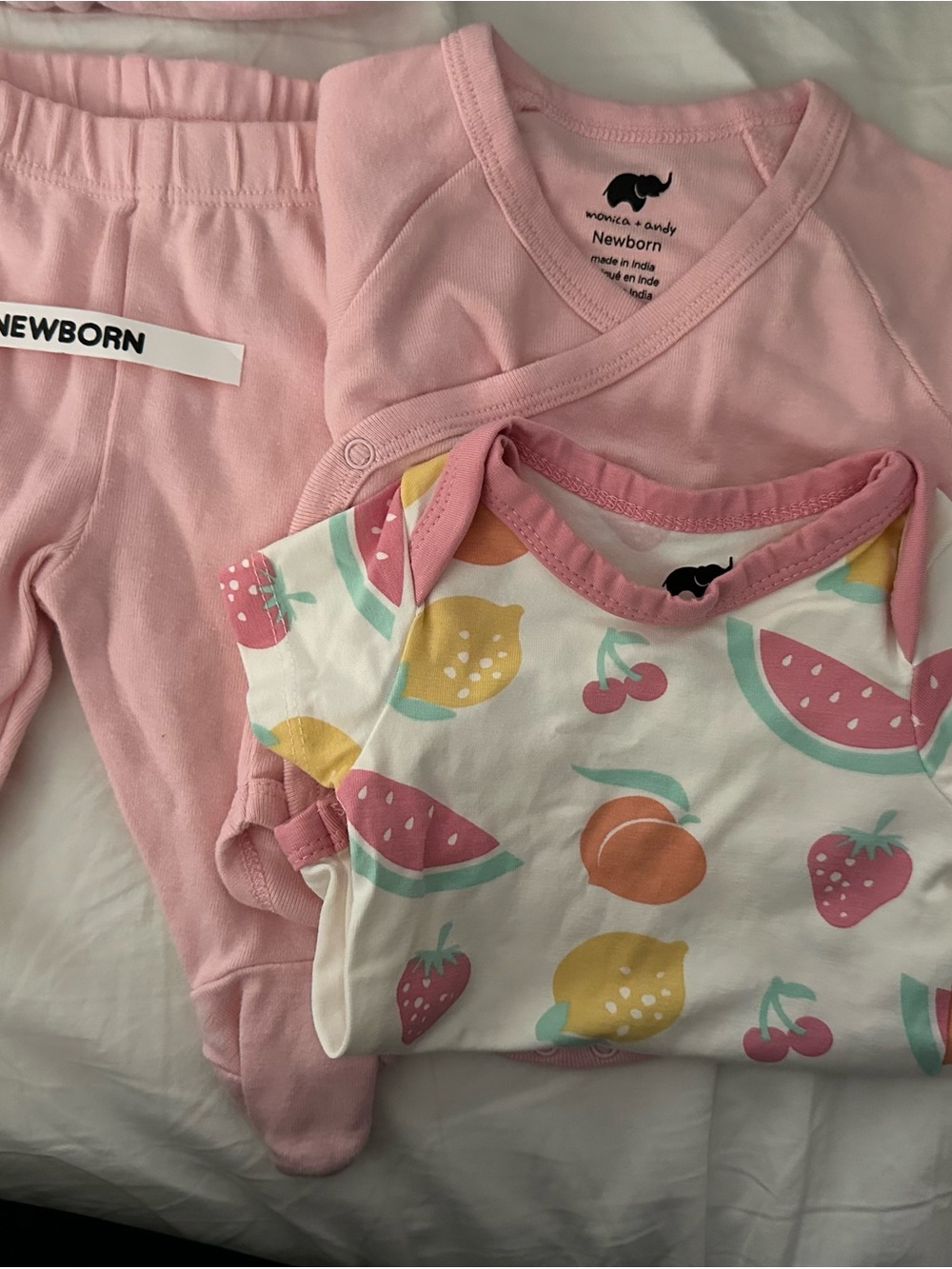 Monica + Andy Pink Fruit Print Newborn